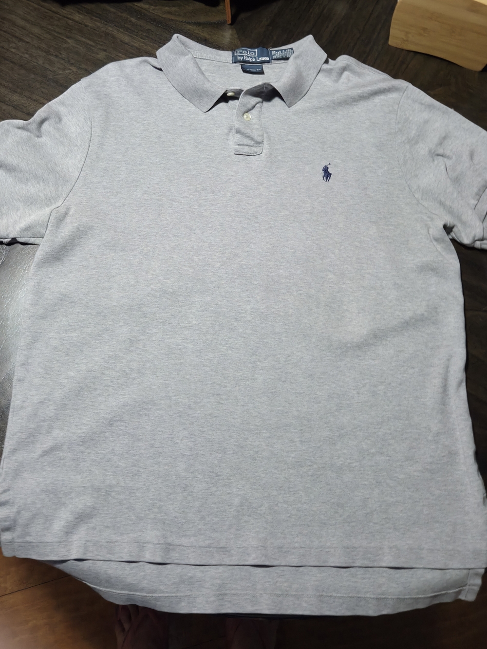 Ralph Lauren Light Heather Gray Polo with Navy Pony
